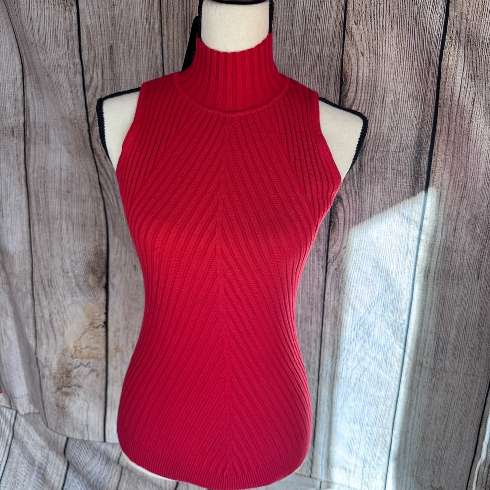 INC International Concepts Red Ribbed Tank Top
